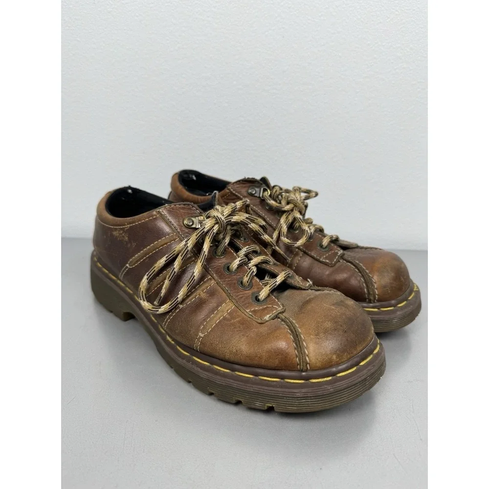 Vintage Dr Martens Oxford Shoes Mens 9 Brown Leather Low Casual 2000s 90s Y2K